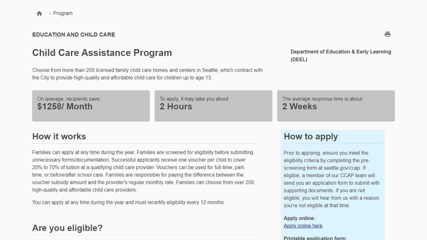 Child Care Assistance Program (CCAP): Low Income Childcare Help