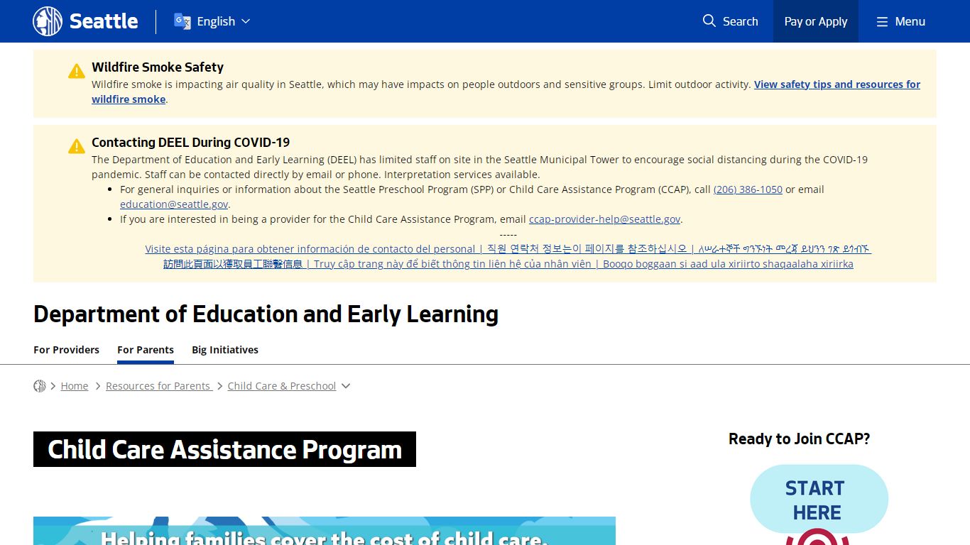 Child Care Assistance Program - Education | seattle.gov
